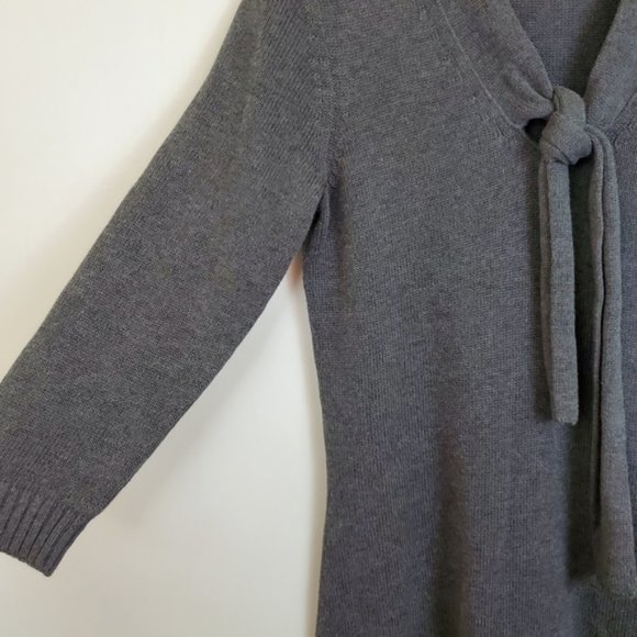 Banana Republic Gray Cotton Knit Tie Sweater Dress Size Small - Picture 4 of 8